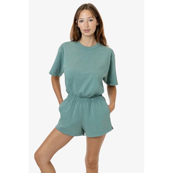 NWOT Los Angeles Apparel Heavy Jersey Garment Dye Short Shorts // Atlantic Green - Picture 3 of 8